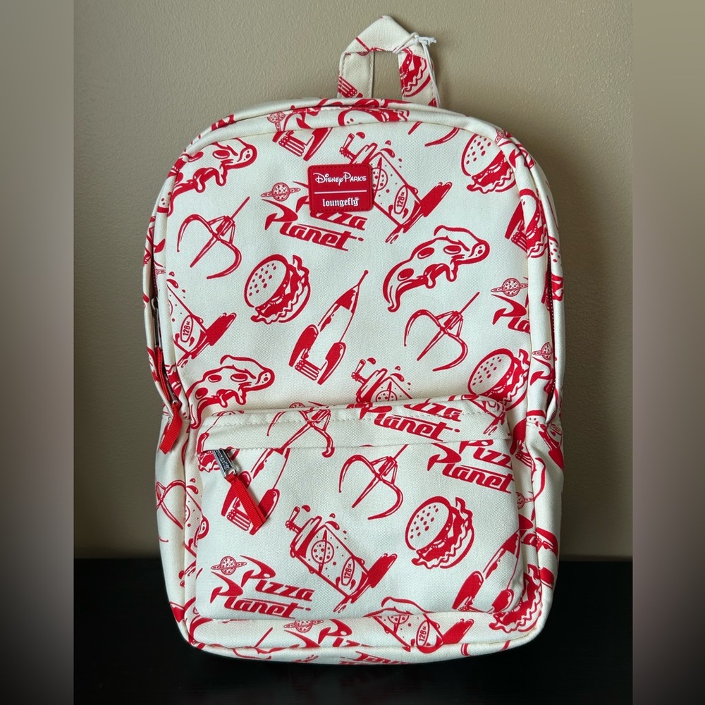 Loungefly Disney Parks Pizza Planet Full-size Red and White Backpack